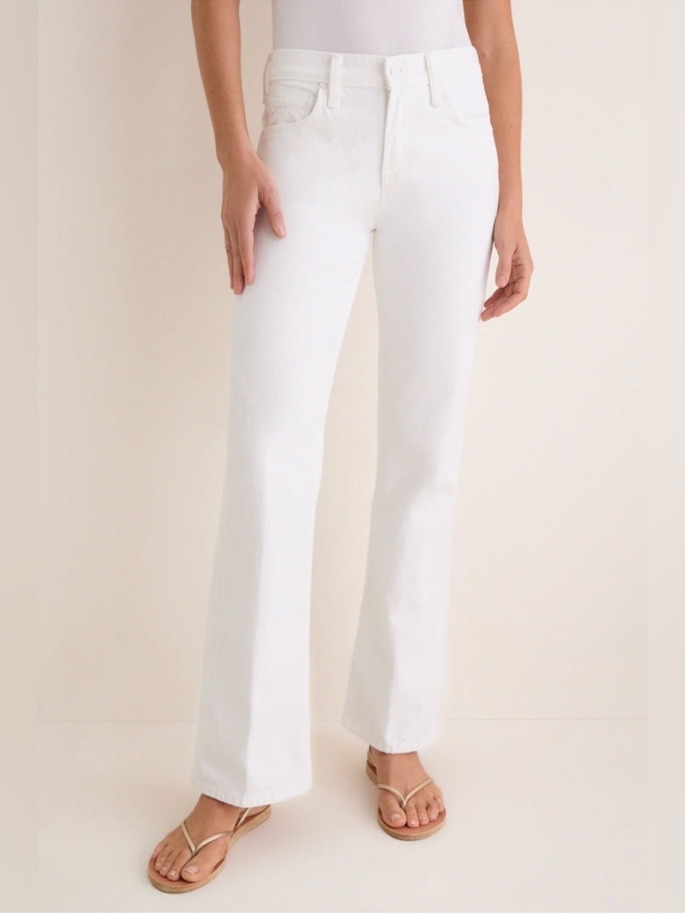 NWT MOTHER SUPERIOR The Bookie Skimp Jeans in Picket Fence White Size 28